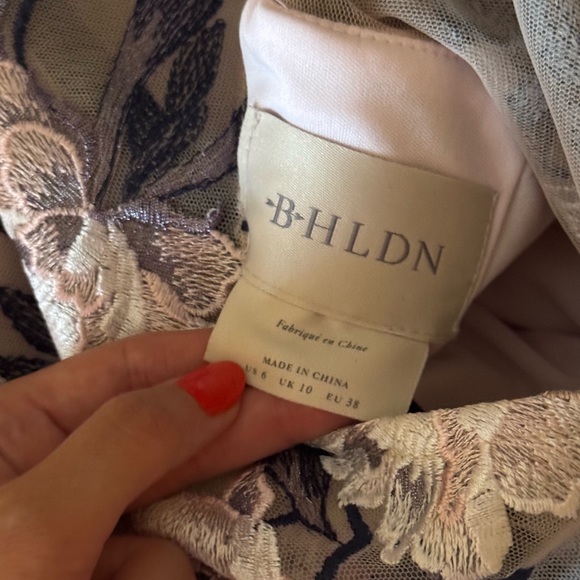 Embroidered Garden Party Outdoor Wedding Bridesmaid Floral Midi Tea Length Dress - Picture 16 of 16